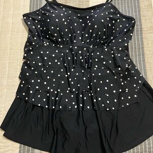 Swimsuits For All - Polka Dot Tiered Swimdress - 24